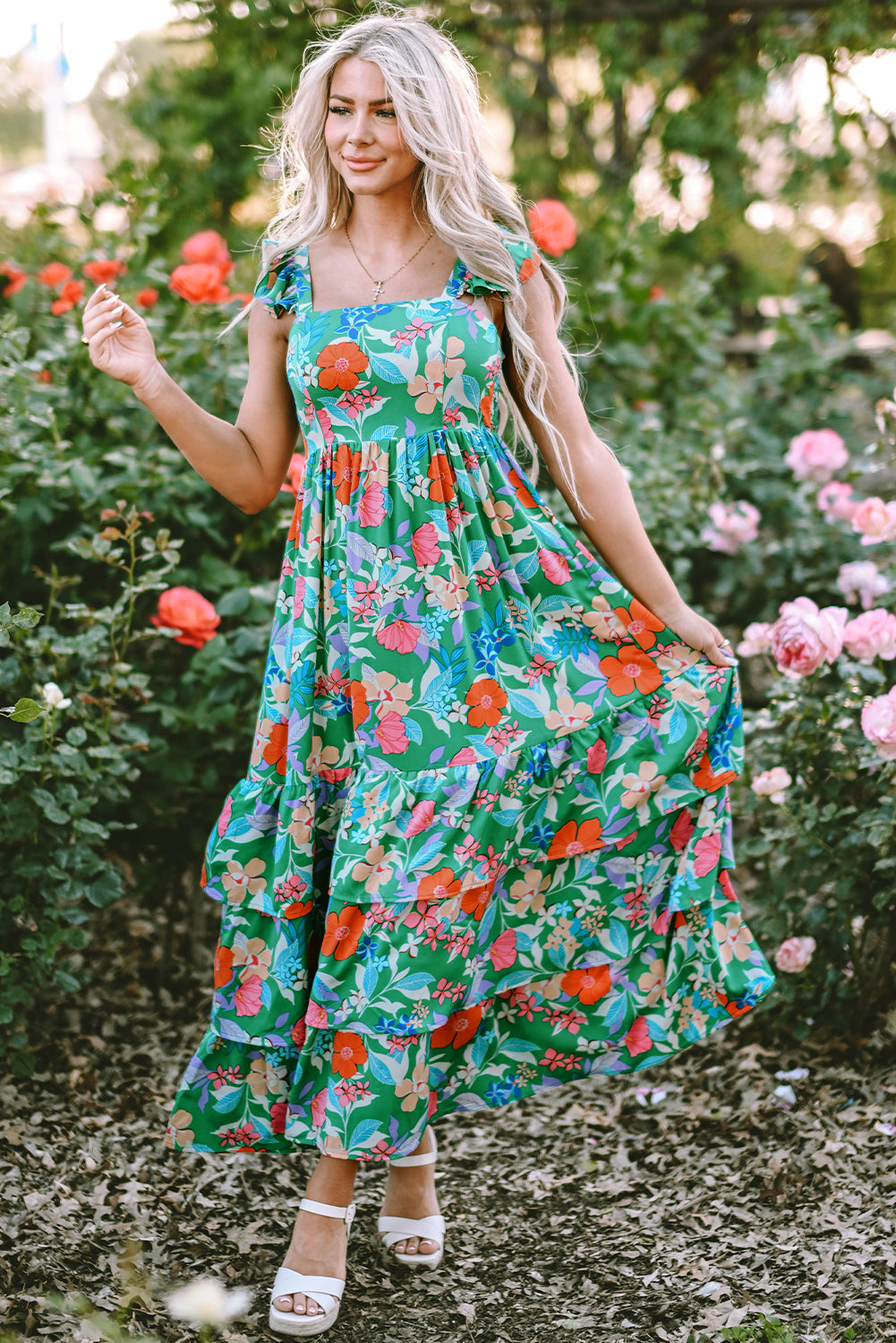 Floral Print Sleeveless Maxi Dresses