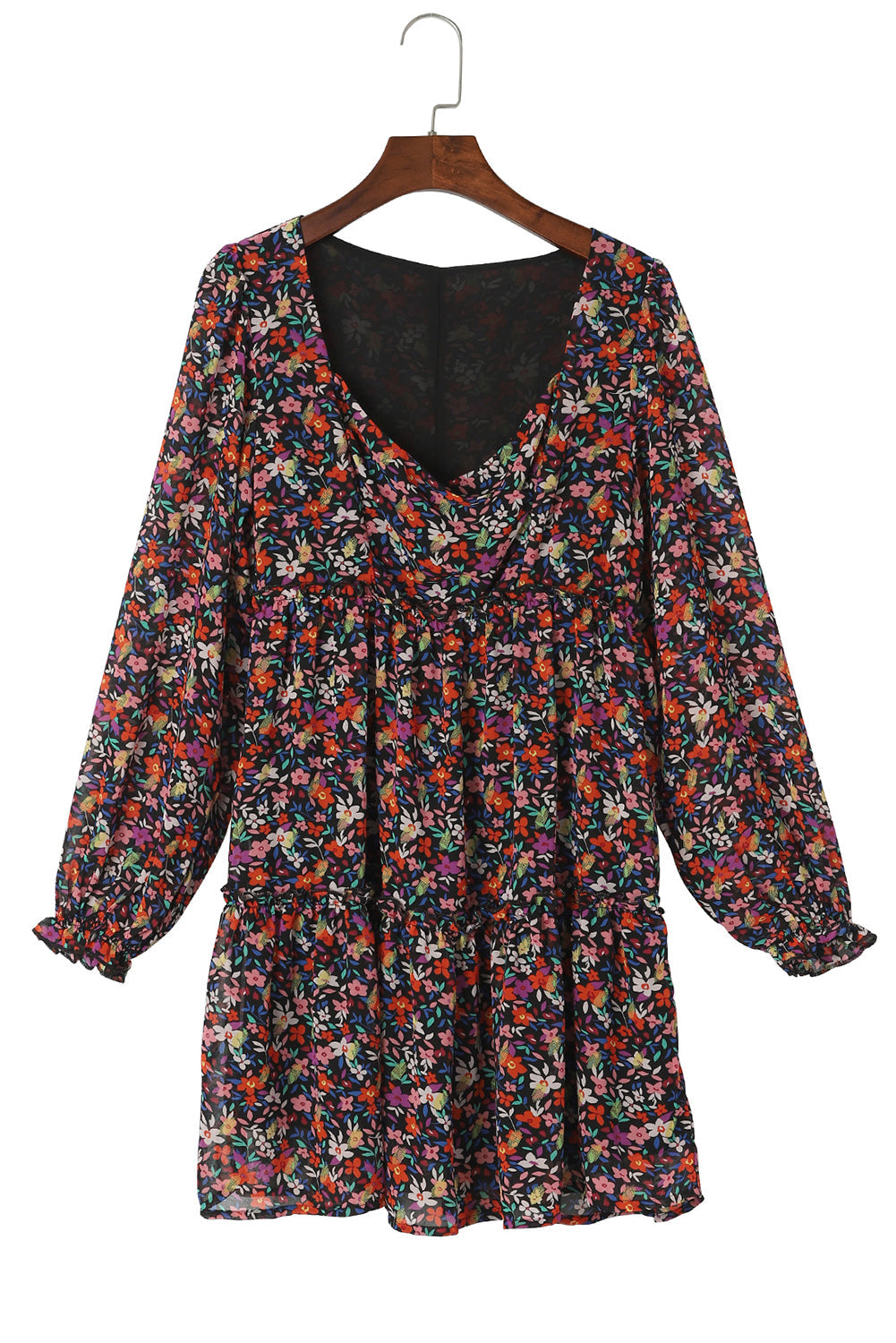 Wrapped V Neckline Floral Dresses