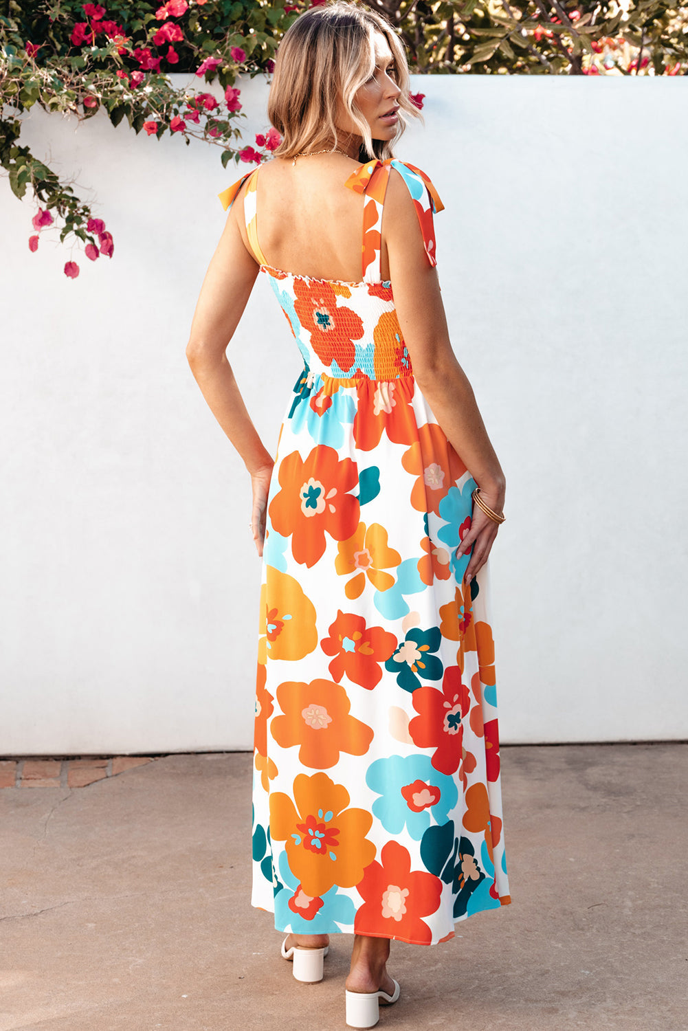 Floral Self Tied Straps Maxi Dresses